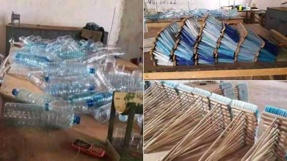 Creative woman uses plastic bottles to make brooms; photos go viral online