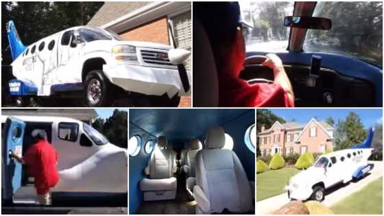 Man builds big fine aeroplane car, drives it on the road confidently, video goes viral and wows many people
