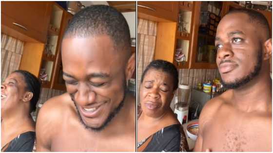 Ghanaian man tells his mother a girl has left him after spending his money; mother laughs in TikTok video