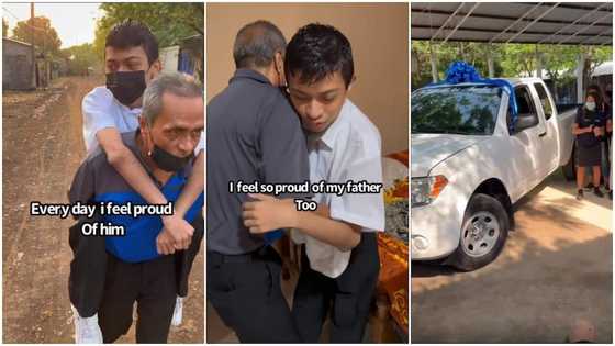 Dad who has been 'backing' his son to school since he was a kid cries after getting new vehicle gift