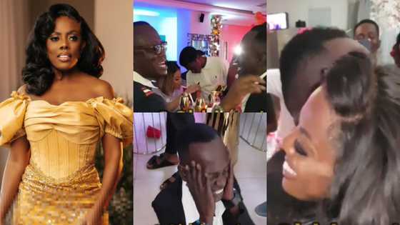 Hon Aponkye in tears as he meets his godmother Nana Aba Anamoah at her lavish b'day party in video