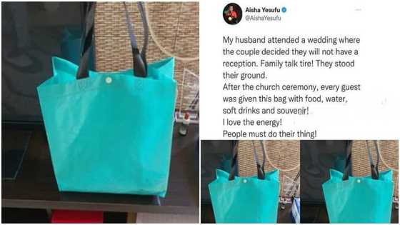 Stubborn couple refuse family's pleas to do a reception, give guests bags of food at church wedding