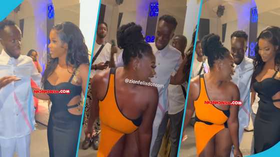 Shugatiti jumps in front of Akwaboah, shakes her bum seriously in video, Ghanaians react