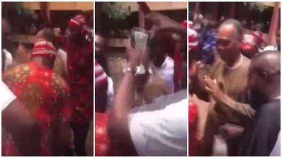 University graduates celebrate their lecturer, dance and rain cash on him