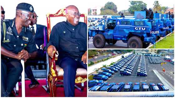 Akufo-Addo presents 600 motorbikes, 100 pickup vehicles, and 6 armoured cars to police service