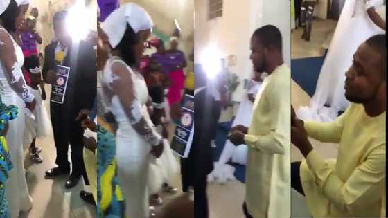 Yawa as pastor stops man from proposing to his daughter during wedding in his church (video)