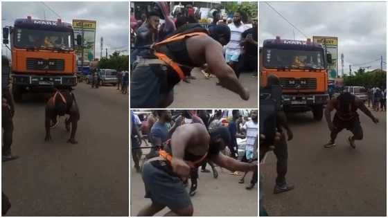 Powerful man pulls entire trailer with rope attached to his body in viral video