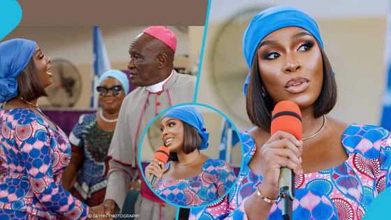 John Dumelo's wife slays in an African print dress to give a talk at Methodist Church Women's Fellowship