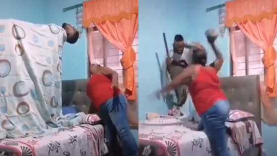 Boy gives his mom prank of her lifetime as he pretends to be hanging in the air in rib-cracking video