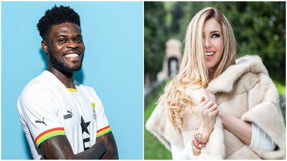 Thomas Partey: Cute photo of footballer and his lover getting cosy surfaces online, sparks massive reactions from Ghanaians