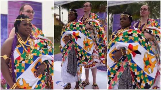 GH bride and her Canadian husband don beautiful Kente for their wedding; videos spark reactions