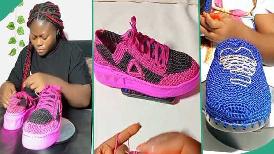 Talented lady uses colourful crochets to produces beautiful handmade shoes: "I need one please"