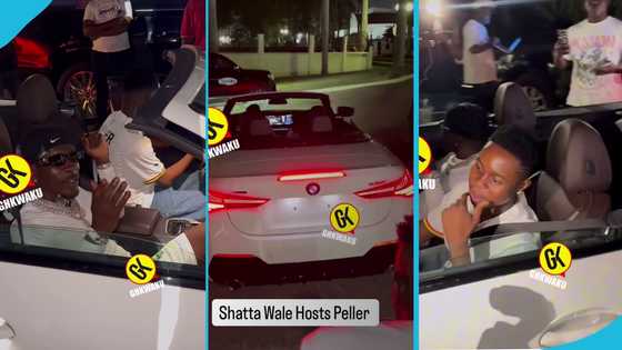 Shatta Wale frightened as Peller speeds off in his white BMW 430i, video trends