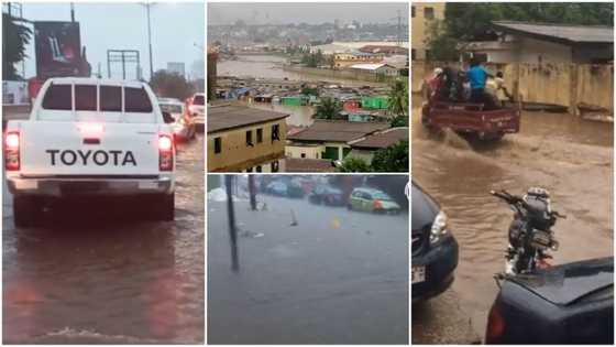 Videos of floods after rains in Accra emerge, 'Aboboyaa' carrying people to cross overturns in one
