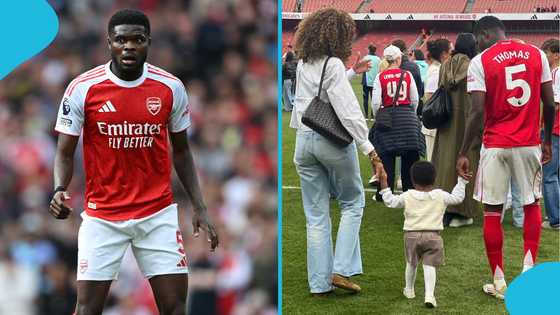 Thomas Partey celebrates Arsenal win with family in emotional Emirates farewell