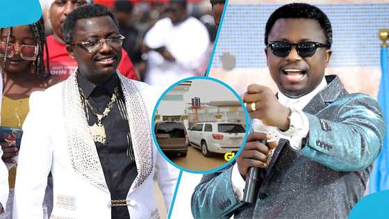 Prophet Opambour Ebenezer Adarkwa Yiadom flaunts over 20 cars inside his gigantic mansion, video trends