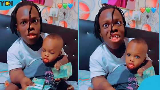 Shatta Bandle flaunts young son, urges him to be opulent when he grows up, video evokes joy