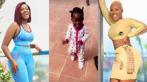 Maa - Fella Makafui and Medikal's daughter shouts in excitement as she runs to welcome mom from Dubai; adrobale video drops