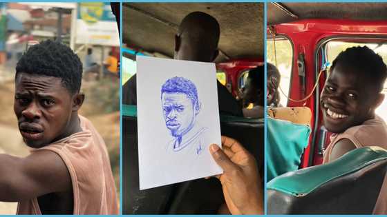 Enil Art: Ghanaian artist draws Trotro mate, puts a smile on his stress-looking face