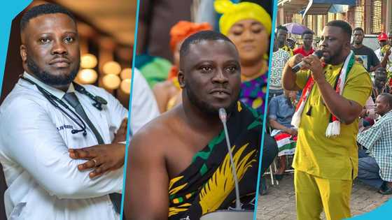 Dr Frank Amoakohene dons iconic kente with a porcupine and spider web design to vetting