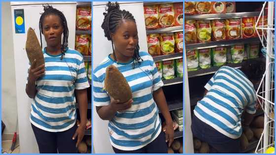 Ghanaian lady abroad refuses to buy yam after converting price into cedis, video stirs reactions