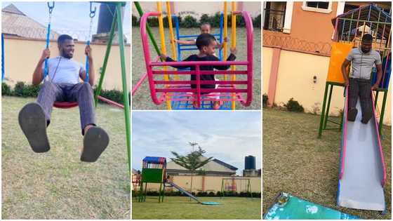 Wife purchases entire playground equipment for her husband & children