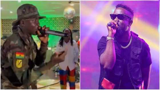 Talented GH soldier moves crowd with powerful performance like Sarkodie in video; many excited