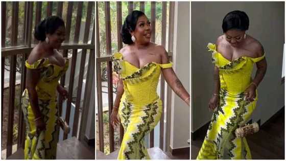 Afia Schwarzenegger looked ethereal in a yellow corseted gown for her secret wedding