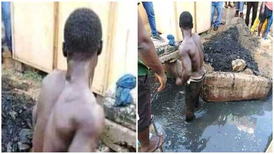 Residents give thief food and drink after arresting him, force him to clean drainage in area