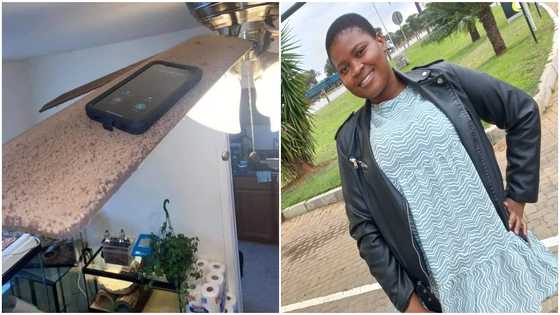 My hubby hid his phone from me while he bathed; I just saw it on the fan - Lady narrates