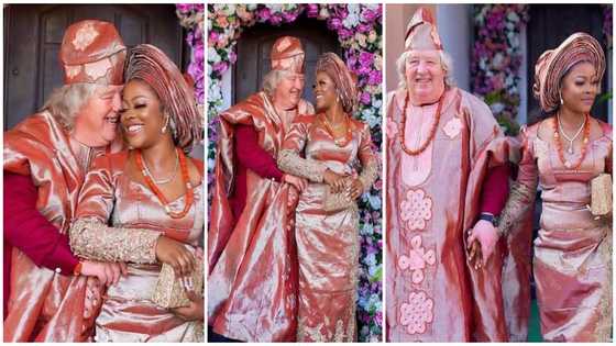 Beautiful photos emerge as pretty lady ties the knot with her 'oyinbo' lover, social media reacts