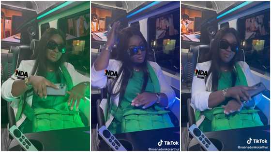 Jackie Appiah: Pretty Actress Dances And Chills In Luxury Coach On Her Visit To New York