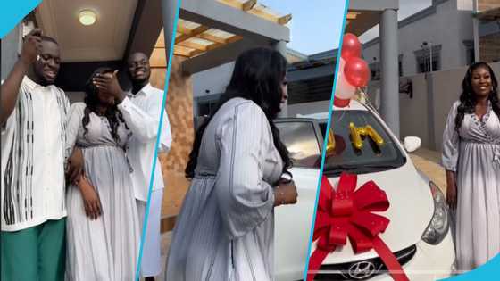 Ghanaian woman gets emotional as sons gift her new car in adorable video: "She raised us as a single mom"