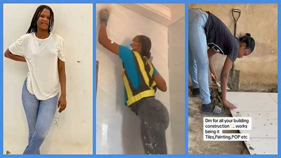 Beautiful Ghanaian female painter and tiler brags about her work: "I cash out every day"