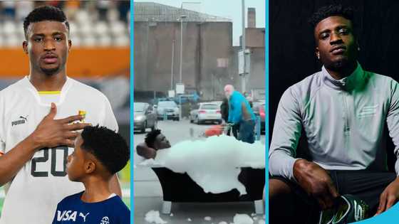 Footballer Mohammed Kudus turns heads as he bathes on the streets of London in a viral video