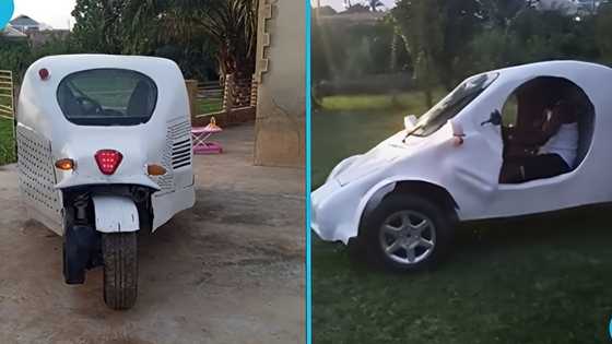 Talented Ghanaian man builds a reverse tricycle from waste materials