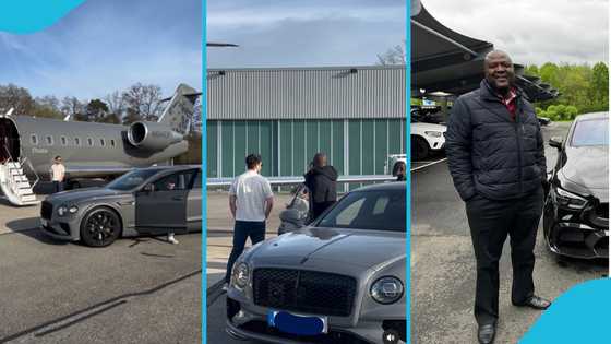 Ibrahim Mahama gets chauffeured in Bentley by obroni men, boards Dzata jet