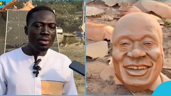 Prophet to rebuild Akufo-Addo's statue, visits the site for inspection, video goes viral