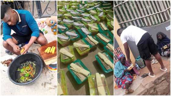 Young man cooks food, puts money on top, gives them to beggars in viral photos
