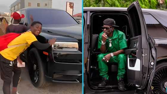 Ghanaian boy bows to hail Shatta Wale after spotting his Rolls Royce in town: "For life"