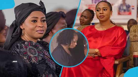 Adwoa Safo makes rare public appearance as she visits Ernest Kumi's house to mourn with family