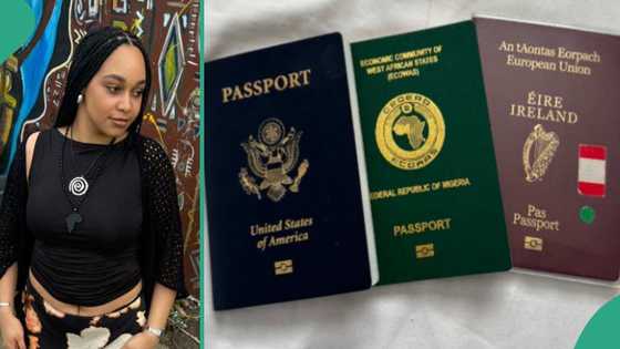 Lady with Nigerian passport thanks her father for making her American and Irish citizen by birth