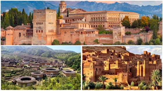 Famous buildings around the world like the Great Wall of China and others that were built with mud