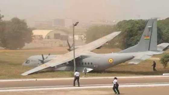 Ghana Air Force plane overruns apron during routine engine run; no casualties recorded