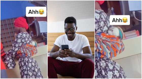 Young lady sparks reaction after she was spotted with a dog doll at her back on campus, video stirs reaction