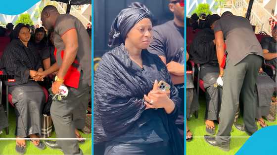 Akrobeto consoles Adwoa Safo as she mourns the late Kantanka's demise at home, video
