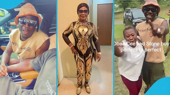 Stonebwoy meets Obaa Cee in New York, descends from his car for a photo: "Humble star"