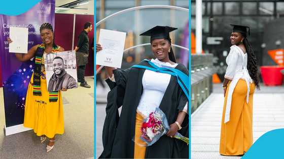 Ghanaian lady makes late brother proud, earns master's degree from top UK university: “Congrats”