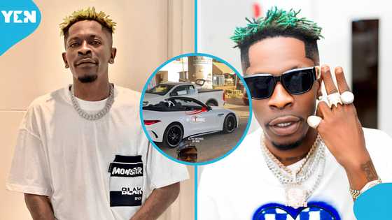 Shatta Wale Drives Mercedes AMG SL 63 Roadster On Rough Road, Fans React