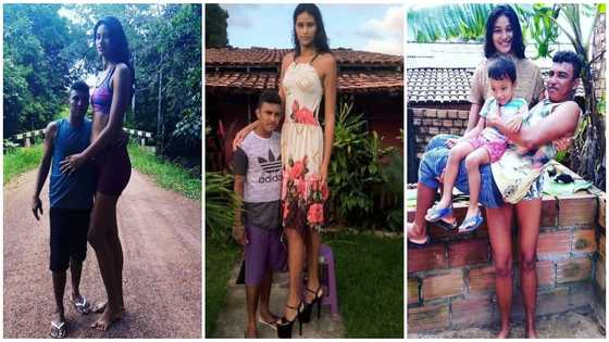 Brazil's tallest woman weds man 1 foot shorter; carries him & son in cute photo